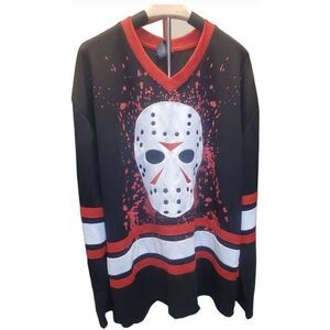 Friday The 13th Jason Voorhees Embroidered Hockey Jersey Front and Back Graphic
